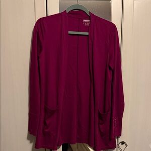 Lands' End Open-Front Cardigan in Berry Plum